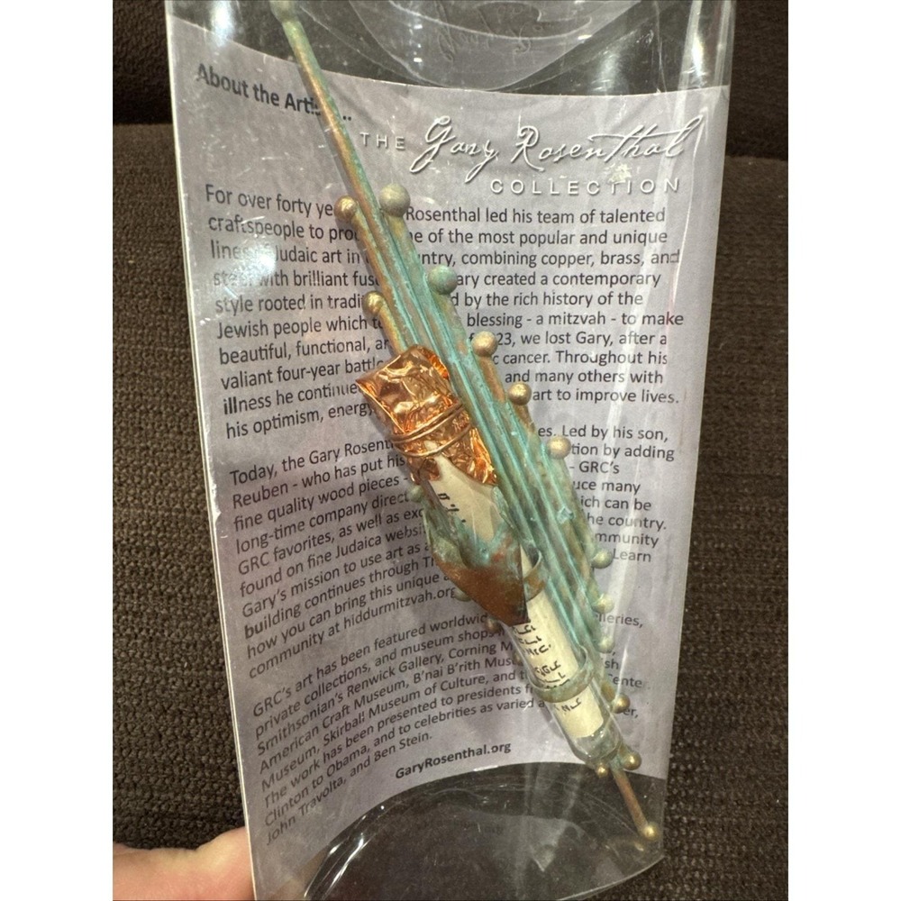 Jewish Judaica Mezuzah Gary Rosenthal Artist Hand Made Mixed Metals & Glass Rare